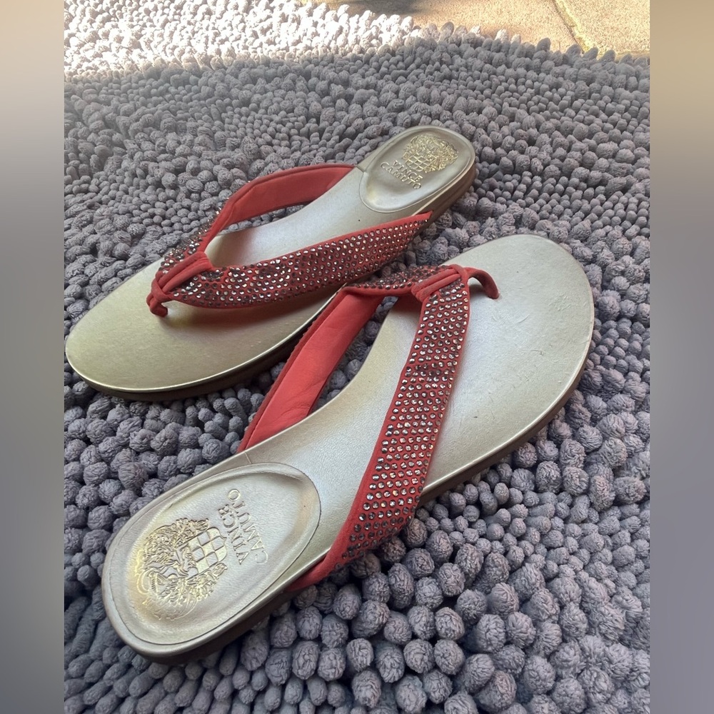 Vince Camuto Red Perforated Leather Sandals